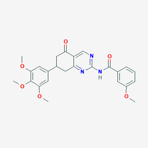 molecular formula C25H25N3O6 B11563816 3-methoxy-N-[5-oxo-7-(3,4,5-trimethoxyphenyl)-5,6,7,8-tetrahydroquinazolin-2-yl]benzamide 