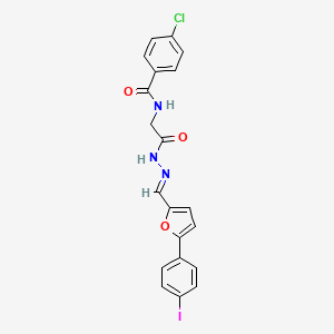 molecular formula C20H15ClIN3O3 B11563819 4-Chloro-N-({N'-[(E)-[5-(4-iodophenyl)furan-2-YL]methylidene]hydrazinecarbonyl}methyl)benzamide 