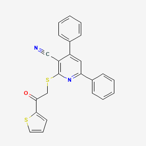 molecular formula C24H16N2OS2 B11563832 2-{[2-Oxo-2-(thiophen-2-yl)ethyl]sulfanyl}-4,6-diphenylpyridine-3-carbonitrile 