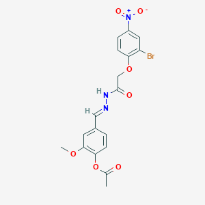 molecular formula C18H16BrN3O7 B11563835 4-[(E)-{2-[(2-bromo-4-nitrophenoxy)acetyl]hydrazinylidene}methyl]-2-methoxyphenyl acetate 