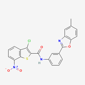 molecular formula C23H14ClN3O4S B11563842 3-chloro-N-[3-(5-methyl-1,3-benzoxazol-2-yl)phenyl]-7-nitro-1-benzothiophene-2-carboxamide 