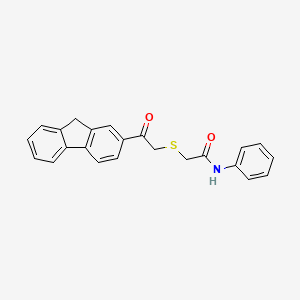 molecular formula C23H19NO2S B11563854 2-{[2-(9H-fluoren-2-yl)-2-oxoethyl]sulfanyl}-N-phenylacetamide 