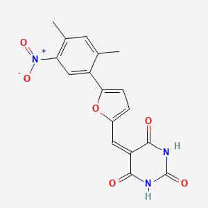 molecular formula C17H13N3O6 B11563857 5-{[5-(2,4-Dimethyl-5-nitrophenyl)furan-2-YL]methylidene}-1,3-diazinane-2,4,6-trione 