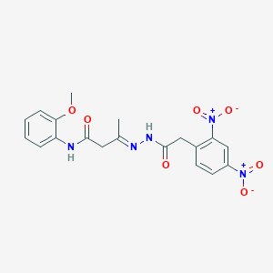 (3E)-3-{2-[(2,4-dinitrophenyl)acetyl]hydrazinylidene}-N-(2-methoxyphenyl)butanamide