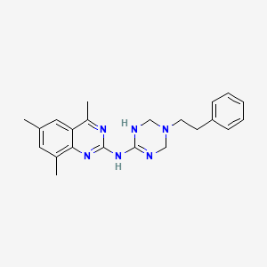 molecular formula C22H26N6 B11563911 4,6,8-trimethyl-N-[5-(2-phenylethyl)-1,4,5,6-tetrahydro-1,3,5-triazin-2-yl]quinazolin-2-amine 