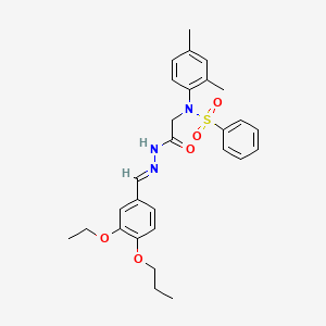 N-(2,4-Dimethylphenyl)-N-({N'-[(E)-(3-ethoxy-4-propoxyphenyl)methylidene]hydrazinecarbonyl}methyl)benzenesulfonamide