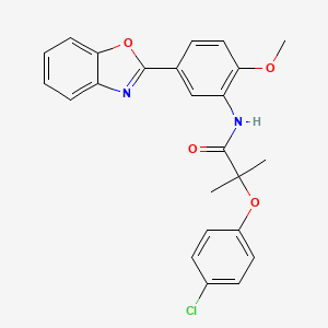 molecular formula C24H21ClN2O4 B11563989 N-[5-(1,3-benzoxazol-2-yl)-2-methoxyphenyl]-2-(4-chlorophenoxy)-2-methylpropanamide 