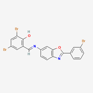 molecular formula C20H11Br3N2O2 B11563992 2,4-dibromo-6-[(E)-{[2-(3-bromophenyl)-1,3-benzoxazol-6-yl]imino}methyl]phenol 