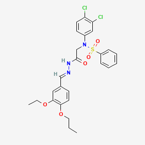 N-(3,4-Dichlorophenyl)-N-({N'-[(E)-(3-ethoxy-4-propoxyphenyl)methylidene]hydrazinecarbonyl}methyl)benzenesulfonamide