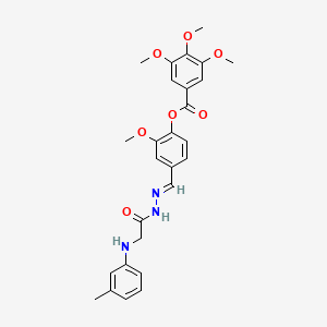 molecular formula C27H29N3O7 B11564051 2-Methoxy-4-[(E)-({2-[(3-methylphenyl)amino]acetamido}imino)methyl]phenyl 3,4,5-trimethoxybenzoate 