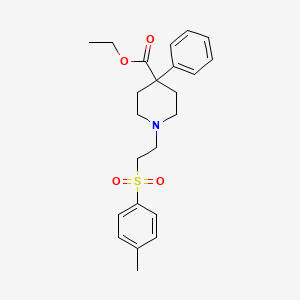 molecular formula C23H29NO4S B11564068 Ethyl 1-{2-[(4-methylphenyl)sulfonyl]ethyl}-4-phenylpiperidine-4-carboxylate 