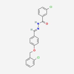 molecular formula C21H16Cl2N2O2 B11564077 3-chloro-N'-[(E)-{4-[(2-chlorobenzyl)oxy]phenyl}methylidene]benzohydrazide 