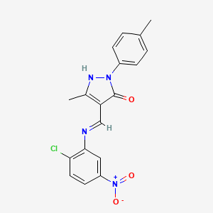 (4E)-4-{[(2-chloro-5-nitrophenyl)amino]methylidene}-5-methyl-2-(4-methylphenyl)-2,4-dihydro-3H-pyrazol-3-one