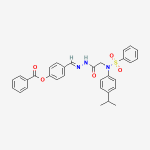 molecular formula C31H29N3O5S B11564095 4-[(E)-[(2-{N-[4-(Propan-2-YL)phenyl]benzenesulfonamido}acetamido)imino]methyl]phenyl benzoate 