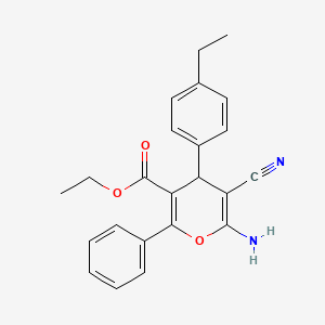 molecular formula C23H22N2O3 B11564110 ethyl 6-amino-5-cyano-4-(4-ethylphenyl)-2-phenyl-4H-pyran-3-carboxylate 