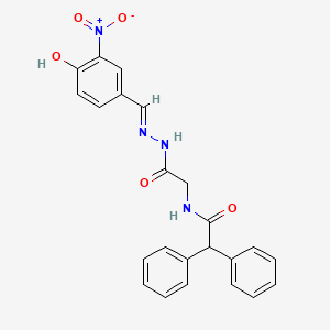 molecular formula C23H20N4O5 B11564157 N-({N'-[(E)-(4-Hydroxy-3-nitrophenyl)methylidene]hydrazinecarbonyl}methyl)-2,2-diphenylacetamide 