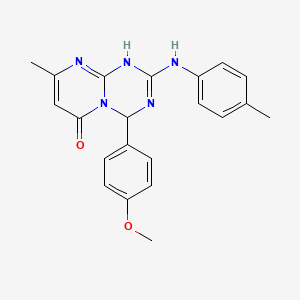 molecular formula C21H21N5O2 B11564162 4-(4-methoxyphenyl)-8-methyl-2-[(4-methylphenyl)amino]-1,4-dihydro-6H-pyrimido[1,2-a][1,3,5]triazin-6-one 