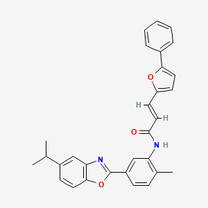 molecular formula C30H26N2O3 B11564163 (2E)-N-{2-methyl-5-[5-(propan-2-yl)-1,3-benzoxazol-2-yl]phenyl}-3-(5-phenylfuran-2-yl)prop-2-enamide 