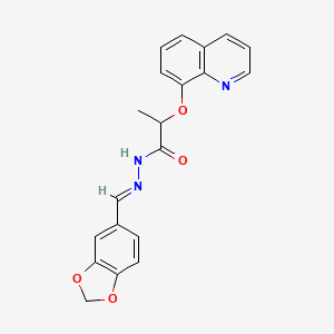 N'-[(E)-1,3-benzodioxol-5-ylmethylidene]-2-(quinolin-8-yloxy)propanehydrazide