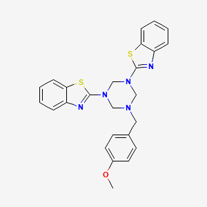 2-[3-(1,3-Benzothiazol-2-yl)-5-[(4-methoxyphenyl)methyl]-1,3,5-triazinan-1-yl]-1,3-benzothiazole