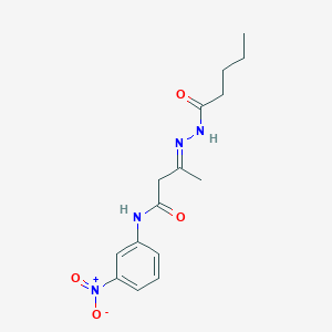 molecular formula C15H20N4O4 B11564205 (3E)-N-(3-nitrophenyl)-3-(2-pentanoylhydrazinylidene)butanamide 