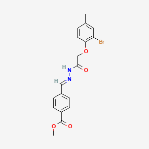 molecular formula C18H17BrN2O4 B11564206 methyl 4-[(E)-{2-[(2-bromo-4-methylphenoxy)acetyl]hydrazinylidene}methyl]benzoate 