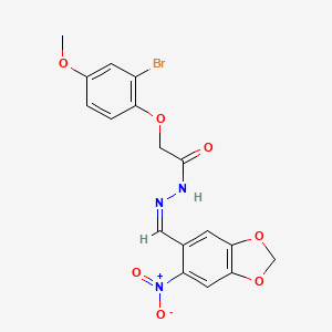 2-(2-bromo-4-methoxyphenoxy)-N'-[(Z)-(6-nitro-1,3-benzodioxol-5-yl)methylidene]acetohydrazide