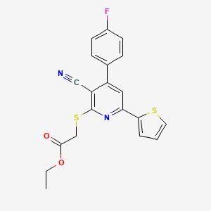 Ethyl {[3-cyano-4-(4-fluorophenyl)-6-(thiophen-2-yl)pyridin-2-yl]sulfanyl}acetate