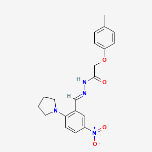 molecular formula C20H22N4O4 B11564260 2-(4-Methylphenoxy)-N'-[(E)-[5-nitro-2-(pyrrolidin-1-YL)phenyl]methylidene]acetohydrazide 