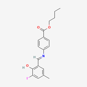 molecular formula C19H20INO3 B11564261 butyl 4-{[(E)-(2-hydroxy-3-iodo-5-methylphenyl)methylidene]amino}benzoate 