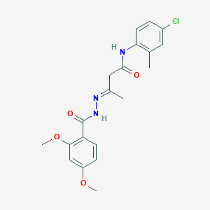 (3E)-N-(4-chloro-2-methylphenyl)-3-{2-[(2,4-dimethoxyphenyl)carbonyl]hydrazinylidene}butanamide