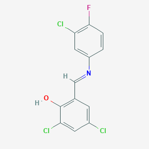 2,4-Dichloro-6-[(E)-[(3-chloro-4-fluorophenyl)imino]methyl]phenol