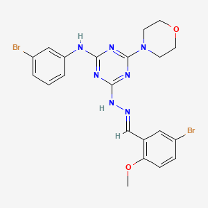 4-[(2E)-2-(5-bromo-2-methoxybenzylidene)hydrazinyl]-N-(3-bromophenyl)-6-(morpholin-4-yl)-1,3,5-triazin-2-amine