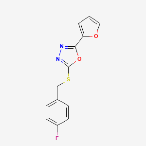 molecular formula C13H9FN2O2S B11564334 2-[(4-Fluorophenyl)methylsulfanyl]-5-(furan-2-yl)-1,3,4-oxadiazole CAS No. 311782-47-5