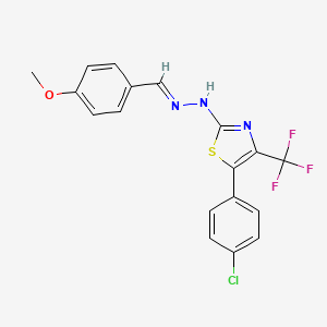 molecular formula C18H13ClF3N3OS B11564367 5-(4-chlorophenyl)-2-[(2E)-2-(4-methoxybenzylidene)hydrazinyl]-4-(trifluoromethyl)-1,3-thiazole 