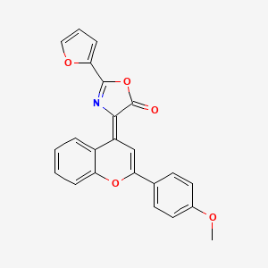 molecular formula C23H15NO5 B11564368 (4Z)-2-(furan-2-yl)-4-[2-(4-methoxyphenyl)-4H-chromen-4-ylidene]-1,3-oxazol-5(4H)-one 