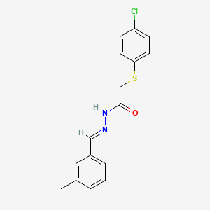 molecular formula C16H15ClN2OS B11564379 2-[(4-chlorophenyl)sulfanyl]-N'-[(E)-(3-methylphenyl)methylidene]acetohydrazide 