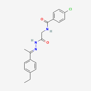 molecular formula C19H20ClN3O2 B11564412 4-Chloro-N-({N'-[(1E)-1-(4-ethylphenyl)ethylidene]hydrazinecarbonyl}methyl)benzamide 