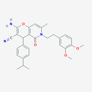 molecular formula C29H31N3O4 B11564428 2-amino-6-[2-(3,4-dimethoxyphenyl)ethyl]-7-methyl-5-oxo-4-[4-(propan-2-yl)phenyl]-5,6-dihydro-4H-pyrano[3,2-c]pyridine-3-carbonitrile 