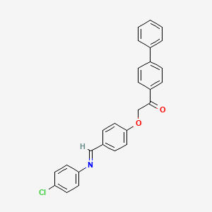 molecular formula C27H20ClNO2 B11564436 1-(biphenyl-4-yl)-2-(4-{(E)-[(4-chlorophenyl)imino]methyl}phenoxy)ethanone 