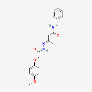 molecular formula C20H23N3O4 B11564501 (3E)-N-benzyl-3-{2-[(4-methoxyphenoxy)acetyl]hydrazinylidene}butanamide 