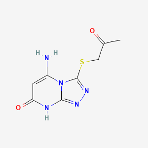 molecular formula C8H9N5O2S B11564516 1-[(5-Amino-7-hydroxy[1,2,4]triazolo[4,3-a]pyrimidin-3-yl)thio]acetone 