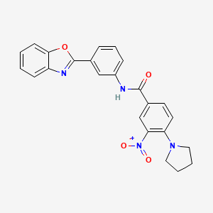 molecular formula C24H20N4O4 B11564521 N-[3-(1,3-benzoxazol-2-yl)phenyl]-3-nitro-4-(pyrrolidin-1-yl)benzamide 