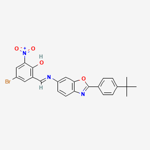 molecular formula C24H20BrN3O4 B11564532 4-bromo-2-[(E)-{[2-(4-tert-butylphenyl)-1,3-benzoxazol-6-yl]imino}methyl]-6-nitrophenol 