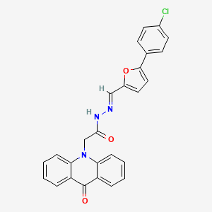 molecular formula C26H18ClN3O3 B11564552 N'-{(E)-[5-(4-chlorophenyl)furan-2-yl]methylidene}-2-(9-oxoacridin-10(9H)-yl)acetohydrazide 