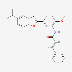 molecular formula C26H24N2O3 B11564581 (2E)-N-{2-methoxy-5-[5-(propan-2-yl)-1,3-benzoxazol-2-yl]phenyl}-3-phenylprop-2-enamide 