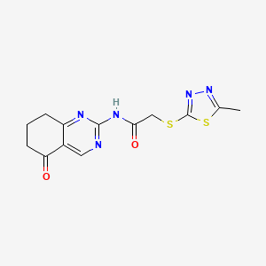 molecular formula C13H13N5O2S2 B11564583 2-[(5-methyl-1,3,4-thiadiazol-2-yl)sulfanyl]-N-(5-oxo-5,6,7,8-tetrahydroquinazolin-2-yl)acetamide 