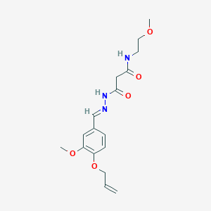 molecular formula C17H23N3O5 B11564586 N-(2-methoxyethyl)-3-{(2E)-2-[3-methoxy-4-(prop-2-en-1-yloxy)benzylidene]hydrazinyl}-3-oxopropanamide 