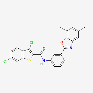 3,6-dichloro-N-[3-(5,7-dimethyl-1,3-benzoxazol-2-yl)phenyl]-1-benzothiophene-2-carboxamide