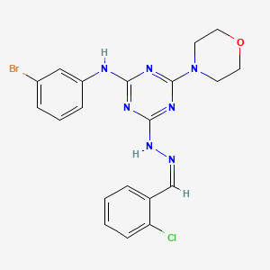 molecular formula C20H19BrClN7O B11564595 N-(3-bromophenyl)-4-[(2Z)-2-(2-chlorobenzylidene)hydrazinyl]-6-(morpholin-4-yl)-1,3,5-triazin-2-amine 